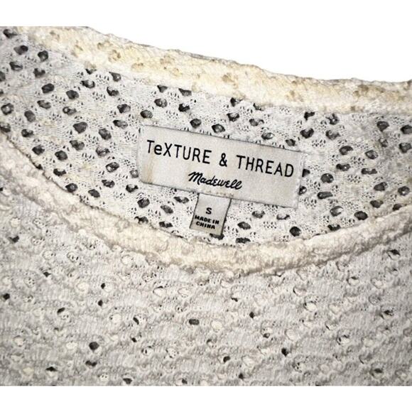 Madewell Texture & Thread Top Small Cream Short Sleeve Flutter Sleeve See Thru - Picture 6 of 6